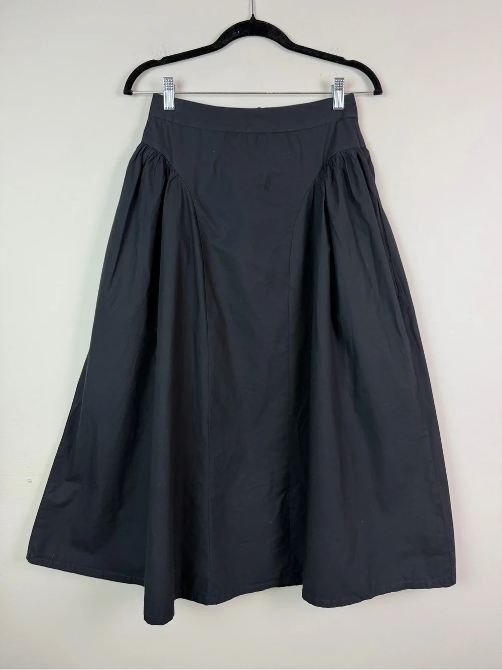 Free People Katia Maxi Skirt in Black Cotton Poplin Size 0